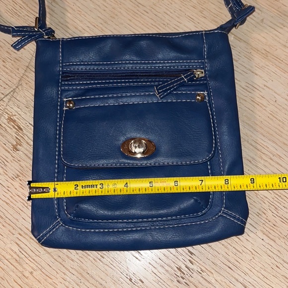 Crossbody Purse Messenger Blue Faux Leather Bag - Picture 13 of 16